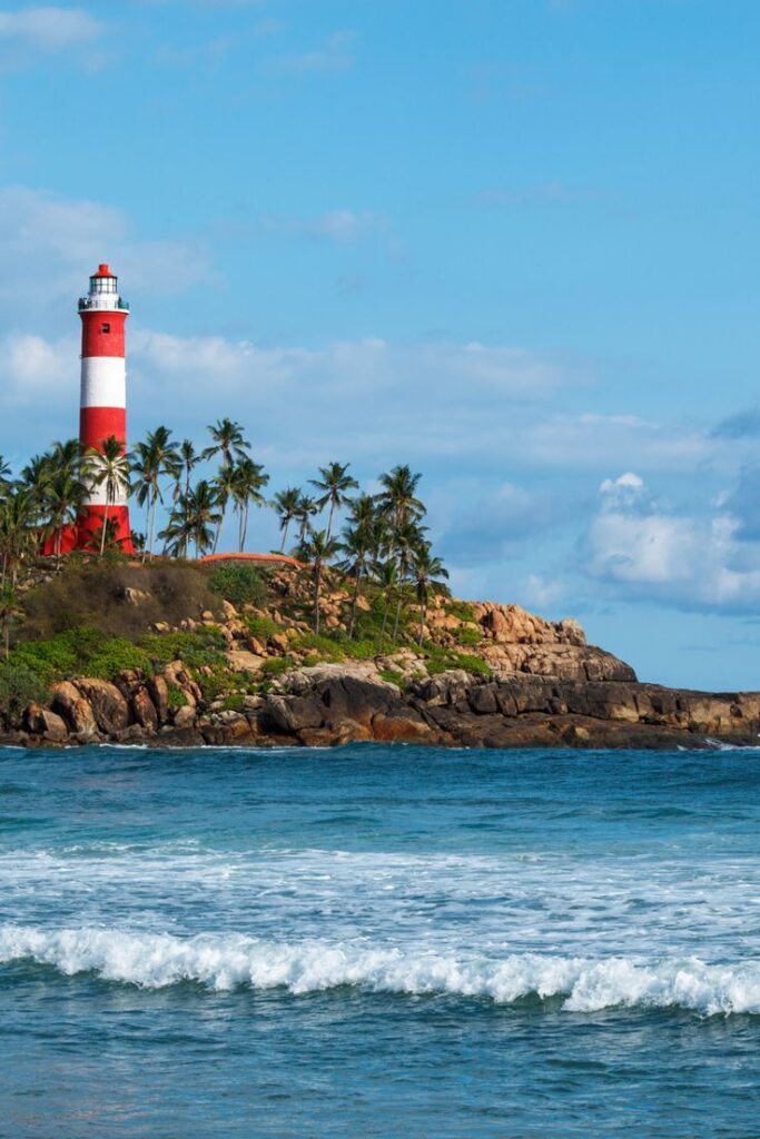 "Kovalam beach Kerala tour places lighthouse"